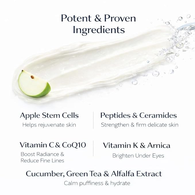 NAELI Eye Cream for Dark Circles, Puffiness & Wrinkles with Anti Aging Apple Stem Cell & Peptide Complex - Reduces Fine Lines, Diminishes Bags & Restores Under Eye, 15ml