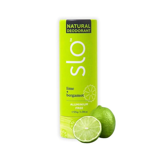 Slo | Natural Deodorant - All Natural Ingredients, Vegan & Cruelty Free, Paper Packaging | Lime + Bergamot, (1.94oz/55g)