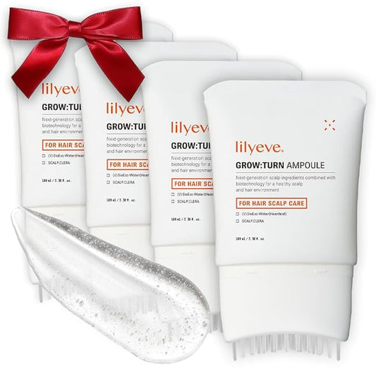 lilyeve GROWTURN Hair Growth Serum with Built-in Brush, Heartleaf-Derived Exosomes to Revitalize Hair, Hair Thickening, Hair Growth Accelerator - Korean Hair Care, 3.38 fl. oz. (Pack of 4)
