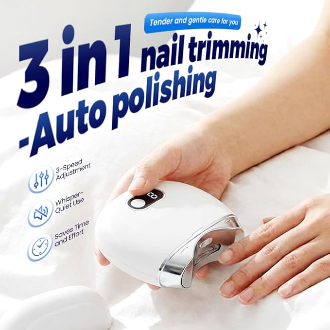 3-in-1 Automatic Electric Nail Clipper with LED Light & Storage, 2026 Upgraded Nail Trimmer for Seniors and Adults – Portable, Low Noise, Ergonomic Toenail & Fingernail Grooming Kit (Red)