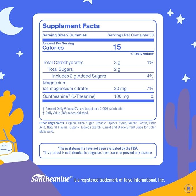 FIRST DAY Kids Magnesium Citrate Gummies (Ages 4+) with No Melatonin | Calm Kids Magnesium Gummies | Bedtime Supplement for Better Sleep with Suntheanine® L-Theanine | Strawberry | 30-Days Supply