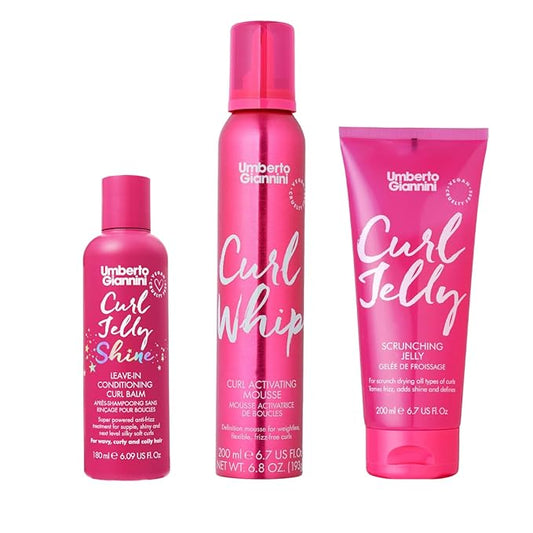 Curl Type 3 Trio, 3-Piece Styling Routine for Defined, Frizz-Free Curls, Curl Jelly Shine Leave-In Conditioner (6fl. Oz), Whip Mousse (6.7 fl. Oz) & Curls Jelly Scrunching (6.7 fl. Oz)
