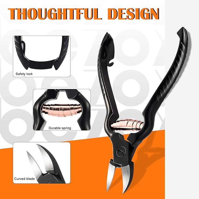BEZOX Podiatrist Toenail Clippers, Heavy Duty Ingrown Nail Clippers for Thick Nails, Surgical Grade Stainless Steel Pordiatry Ingrwon Toenail Tools - Black