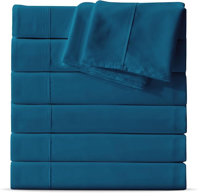 Maple&Stone Full Flat Sheet 6 Pack,Premium Soft & Breathable,Brushed Microfiber Fabric,Anti-Shrinkage & Non-Fading,Bulk Flat Sheets Only Full Size (Teal)