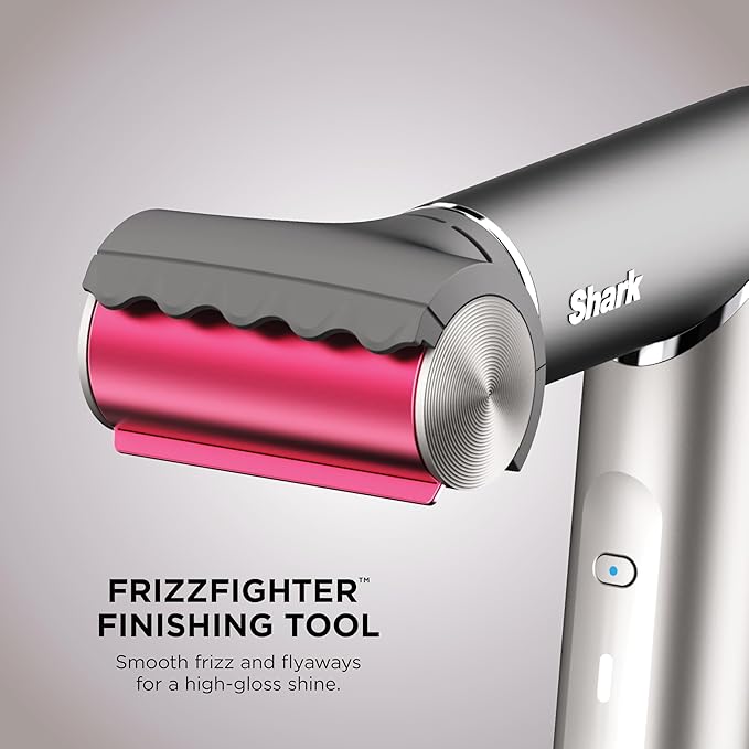 Shark FlexFusion Hair Dryer with Fusion Hair Brush, Diffuser, Ceramic Air Styler with Auto-Wrap Hair Curlers, Ceramic Plates, Metallic Mist HD642