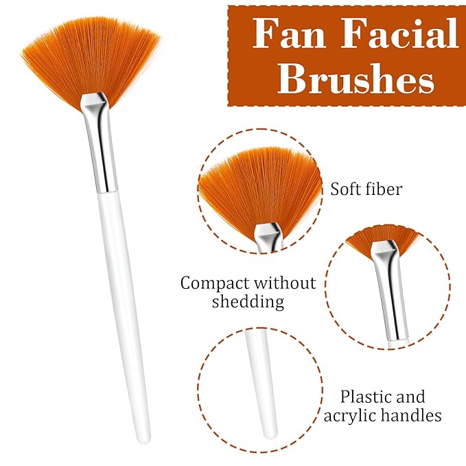 60 Pieces Fan Brushes, Soft Fan Brushes for Facials, Facial Applicator Brush for Women Girls, Facial Brush Esthetician for Mud Clay Mask, Makeup