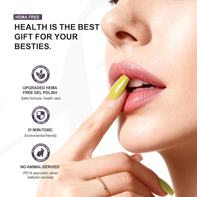 Gel Nail Polish, Hema Free Gel Polish UV LED Lamp Cure Long Lasting, 15ML Professional Salon and Home DIY Manicure Kit for Women (Lemon Yellow)