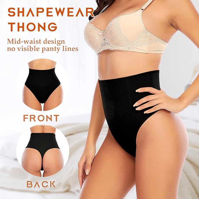 Werena Tummy Control Thong Shapewear for Women High Waist Shaping Underwear Seamless Body Shaper Panties Girdle