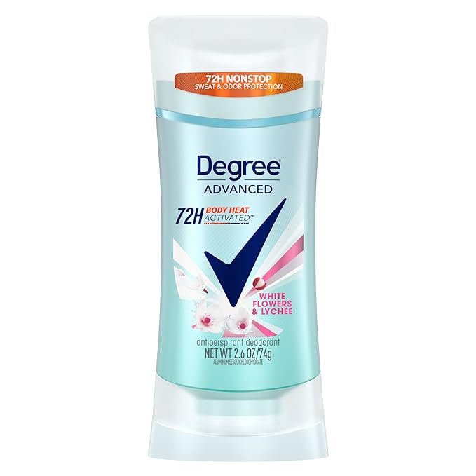 Degree Advanced Protection Antiperspirant Deodorant White Flowers & Lychee for 72-Hour Sweat & Odor Control for Women, with Body Heat Activated Technology, 2.6 oz
