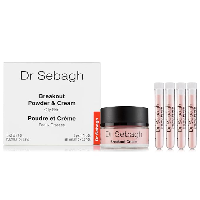 Dr Sebagh Complete Breakout Solution for Oily Skin - 1 x Balancing Cream (1.7 fl oz.) & 5 x Spot Treatment Powders (0.07 oz.) | Award-Winning | Rapid & Effective Results for Blemish-Prone or Oily Skin