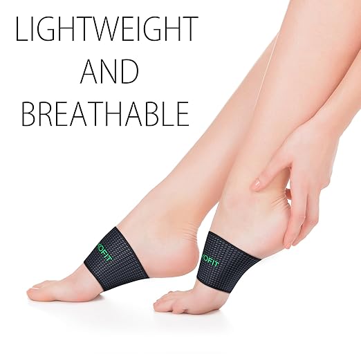 ROXOFIT Copper Arch Support for Pain Relief and Compression (Pair) - For Men, Women (Green logo, Large)