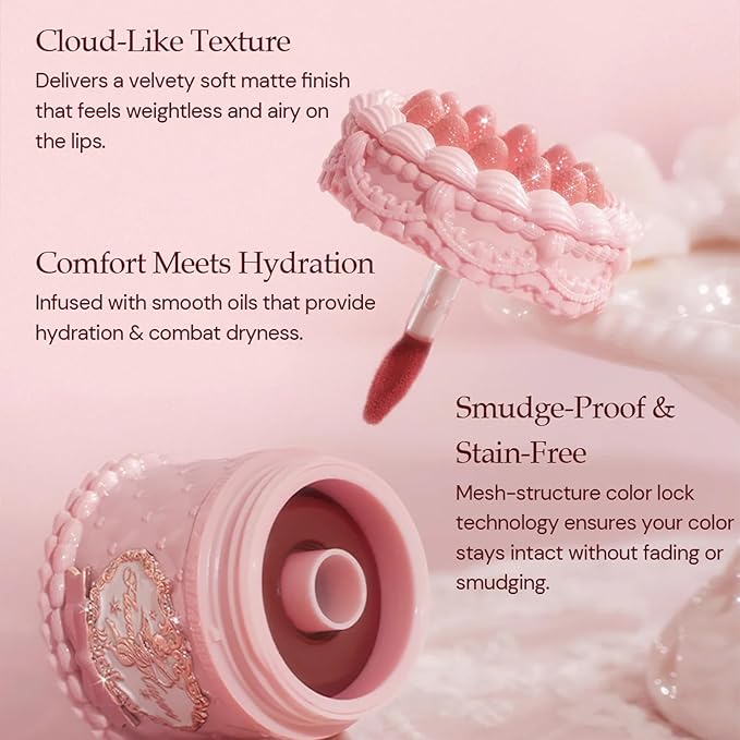 Flower Knows Strawberry Cupid Cake Lip Cream,Long Lasting Warm Red Matte Lipstick,Hydrating Lip Stain,Transfer & Smudge-Proof Velvet Liquid Lipstick for Girls&Women,0.17 Fl Oz(V09 Velvet)