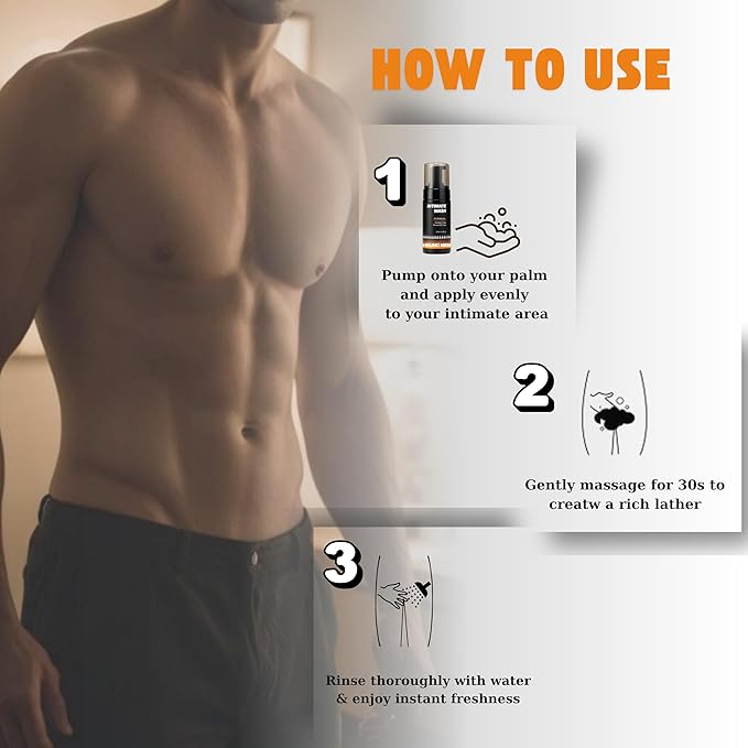 Intimate Wash for Men Combo Pack of 2 | Foaming Cleanser with Green Tea & Orange Oil | pH Balanced | Natural Ingredients | Cool, refreshing feeling | 6.67 fl oz Total | 2 pc Gift Set