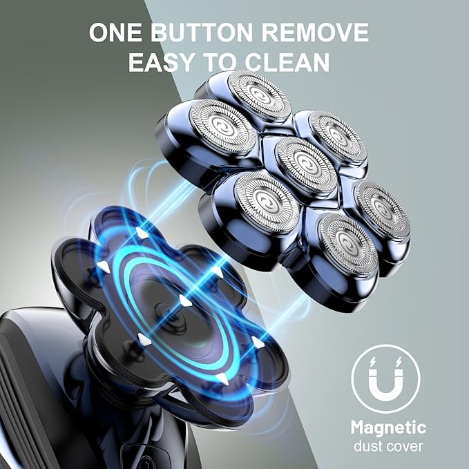 Head Shavers for Bald Men: Upgraded Detachable Head Shaver - IPX7 Waterproof Wet or Dry Electric Razor for Men - 7D LED Display Rechargeable Shaving Grooming Kit with Type-C Charge