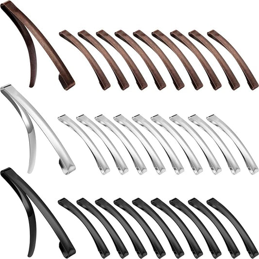 Hotop 30 Pieces Open Center Metal Barrettes Anti-slip Metal Hair Clip for Women, Assorted Colors(Slide Barrette,Black, Silver, Brown)