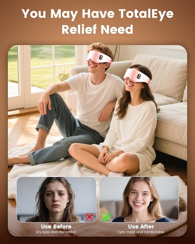 Anydance Heated Eye Mask - Cordless Eye Mask for Dry Eyes, FSA - HSA Eligible, Eye Relief, Improved Sleep, 4 Temperature, Washable Eye Heating Pad for Travel, Removable for Cleaning - Rose Pink