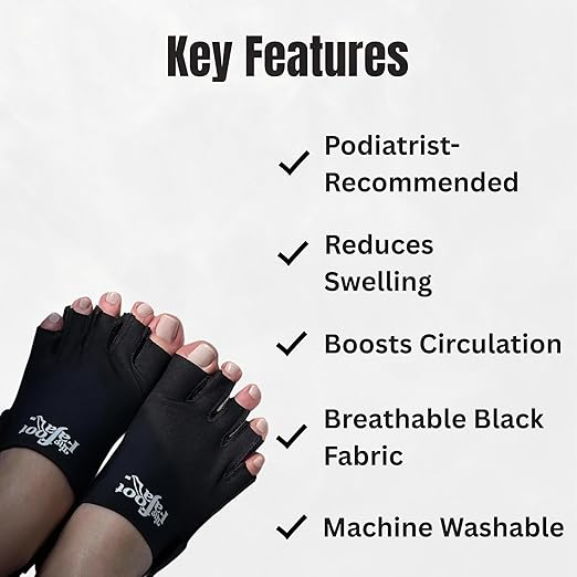 Foot Faja Compression Sock - Jaws Podiatry Medical Ankle Support for Surgery Recovery, Injury Recovery, Pain Relief and Sports Protection - Black (Small) - For Toe Or Foot Fatigue Or Post-Operative Swelling