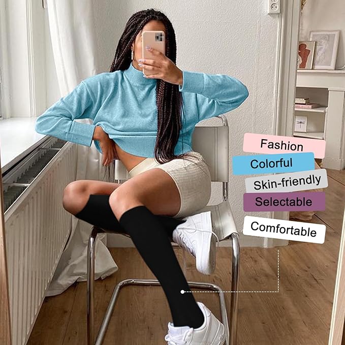 Iseasoo 4 Pairs Compression Socks for Women Circulation-Best Support for Nurses,Running,Athletic,Travel