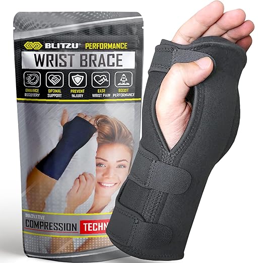 Carpal Tunnel Wrist Brace Night Support with Splint Stabilizer & Palm Cushion, Adjustable and Fits Both Hands, Helps Relieve Tendinitis Arthritis Pain when Sleep, Reduces Recovery Time for Men Women