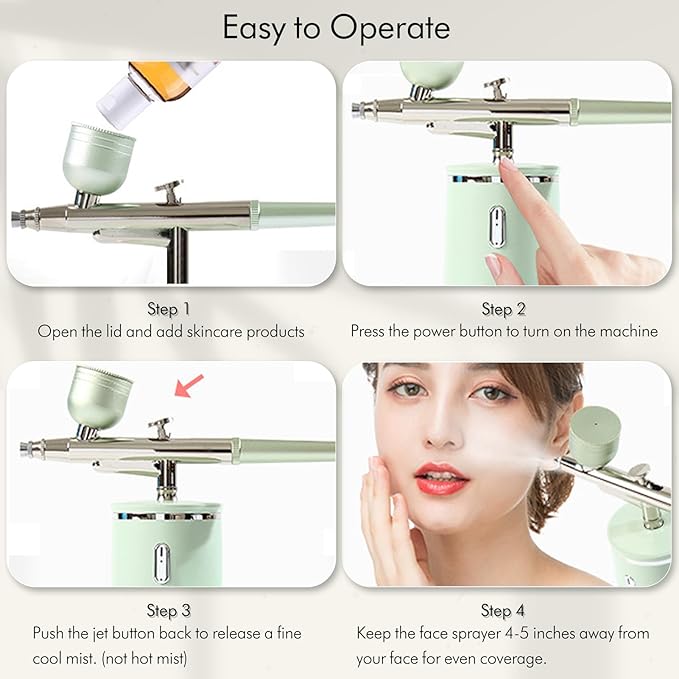 Facial Oxygen Spray Machine - High Pressure Nano Facial Steamer with 0.3mm Nozzle - Rechargeable Portable Nano Mist Injector Sprayer for Deep Moisturizing Face Skincare