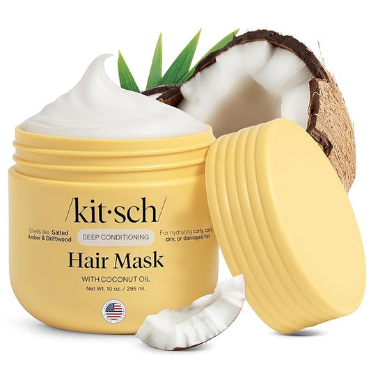 Kitsch Deep Conditioning Hair Mask – Moisturizing Hair Mask for Damaged Hair with Coconut Oil – Hydrating, Strengthening & Frizz-Reducing Hair Care Treatment for Curly, Coily & All Hair Types - 10 oz