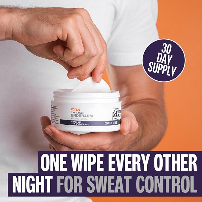 Carpe Clinical Grade Underarm Wipes - New, Unrivaled Antiperspirant Wipes For Armpit Sweat Prevention. Combat Sweat, Block Excessive Sweating, & Help Control Hyperhidrosis.15 Anti Sweat Wipes.