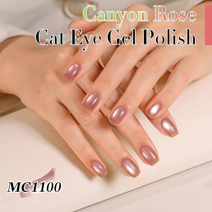 Double Rhythm Jelly Glass Cat Eye Gel Polish with Magnet 15ML Holographic Glitter Shimmer Translucent Sheer Color Magnetic Nail Polish Salon DIY at Home (Jelly Pale Purple-MC1100)