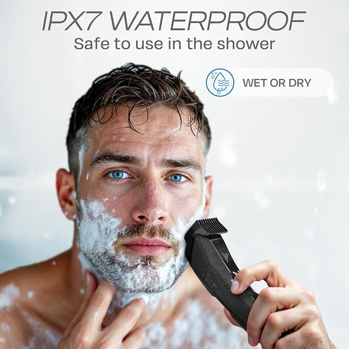 HUMMINGBIRD MK14 BeardMaster – Premium Beard Trimmer for Men, Precision Dial, Adjustable 20 Length Settings, Stainless Steel T-Blade, Cordless USB-C Rechargeable, Waterproof, LED Display, Travel Case