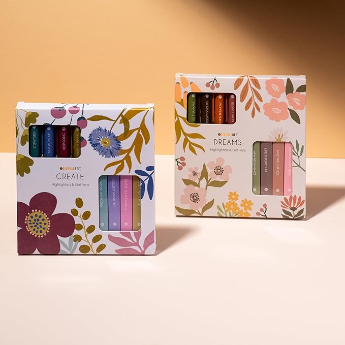 DIVERSEBEE Aesthetic Highlighters and Gel Pens, Earthy Bible Highlighters No Bleed, 8 Pack Assorted Colors Cute Journaling Pens, Bible Study Supplies (Dreams)