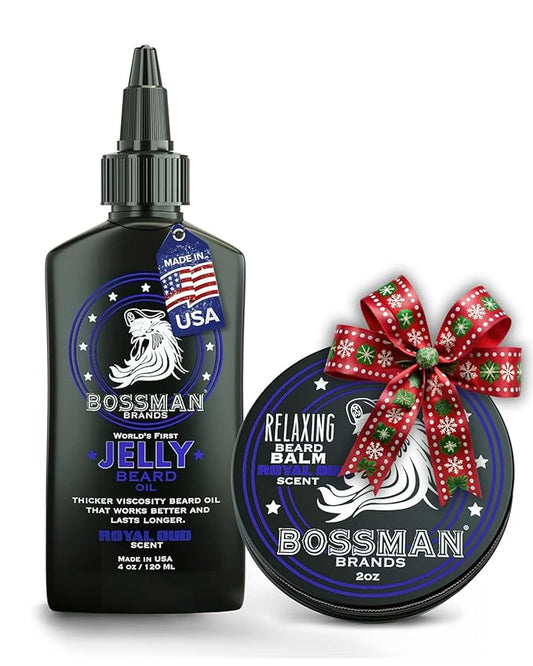 Bossman Jelly Beard Oil for Men & Beard Balm for Men Combo - Royal Oud Scent