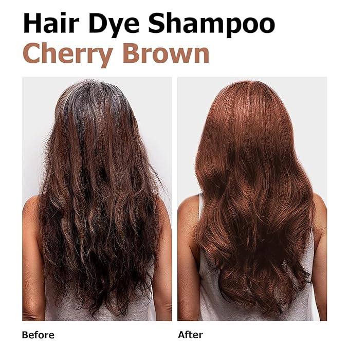 Cherry Brown Hair Dye Shampoo 3 in 1, Long-lasting & Natural Hair Color Shampoo, Herbal Ingredients Natural Shampoo Hair Dye Effect in Minutes, Gifts for Men Women 500ml