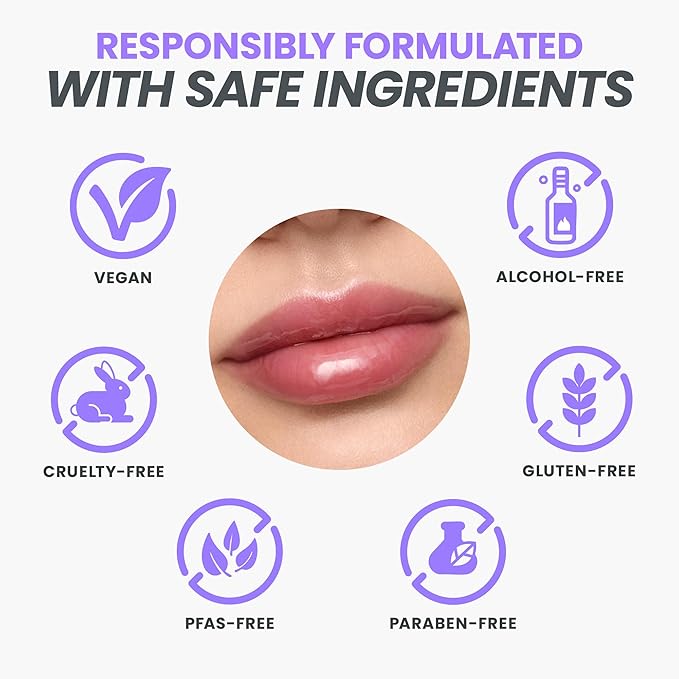 Wonderskin Lip Oil Rehab Serum - Tinted Lip Oil, Hydrating, Moisturizing, and Non-Sticky Deep Red Tint Serum for Dry Lips (Honey)