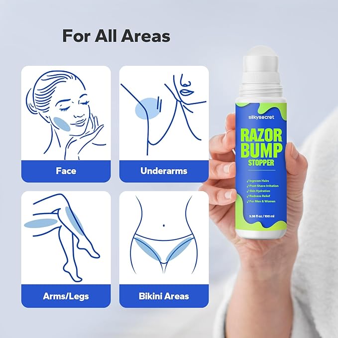 Razor Bump Stopper (3.38 Fl Oz), Ingrown Hair Treatment for Men & Women, Razor Burn Relief for Bikini Area, After Shave Lotion for Smooth, Bump-Free Skin