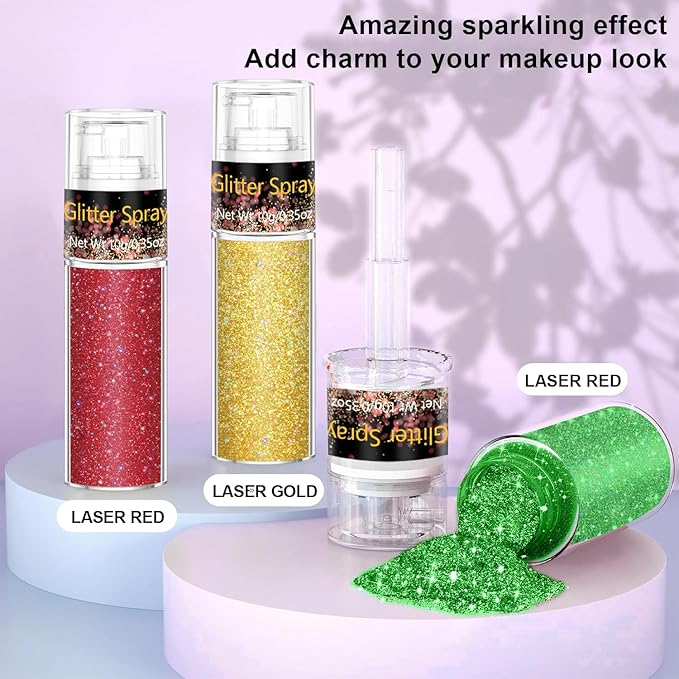 Hair and Body Glitter Spray, 1PC St Patricks Day Glitter Hairspray Dry Powder Makeup for Clothes, Festival Rave Prom Loose Sparkle Powder,Holographic Ultra Fine Resin Glitters for Crafts (1PC Green)