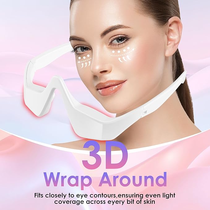 Under Eye Red Light Therapy Glasses, Red Light Therapy Device Microcurrent Eye Massager, Botanique Paris Eyes Bag Remover for Reduce Dark Circles and Wrinkles (White)