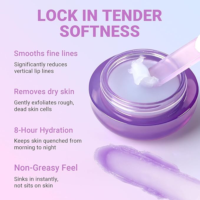 iMethod Lip Mask Overnight - Lip Sleeping Mask for Dry Lips, 8-Hour Hydrating Lip Balm with Hyaluronic Acid, Intense Moisturizing Lip Treatment to Nourish & Repair - Grape