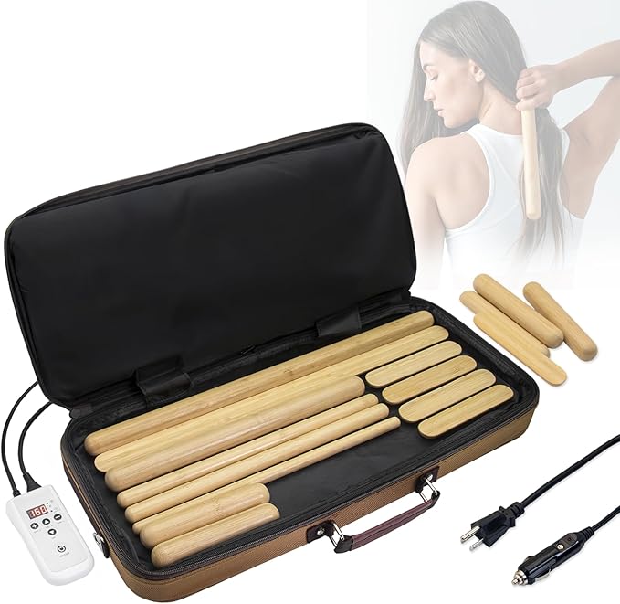 Portable Massage Stone Warmer Electric Spa Bamboo Massage Heater Professional Portable Salon Case with 12 Bamboo Sticks (Bag with 12 Sticks)
