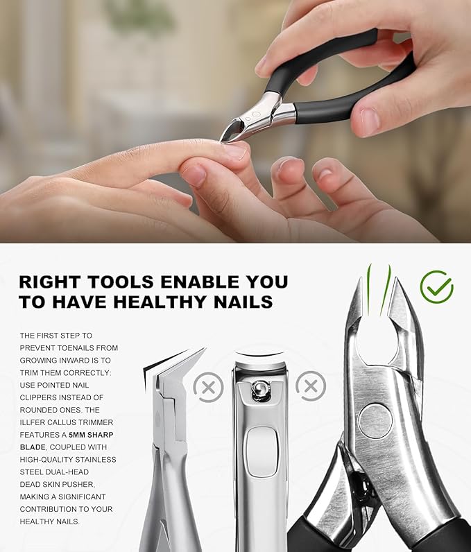Cuticle Trimmer Set With Case, Professional 0.2" Jaw Cuticle Remover with Abs Handle, Precision Cuticle Cutters Pedicure Manicure Nail Tool cut