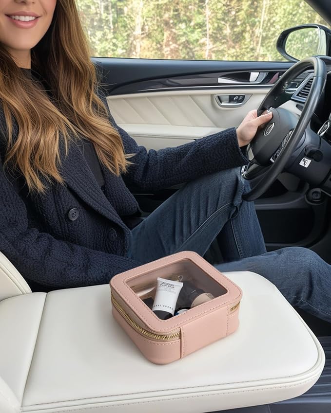 Travel Clear Makeup Bag Set, TSA Approved Cosmetic Bag Case with Zipper Portable Makeup Pouch Toiletry Bag Traveling Cosmetic Organizer Storage Bag Car Organizer Car Essentials