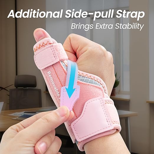 New Upgraded 2 in 1 Thumb Brace, Removable Thumb Spica Splint Left Right Hand with 3 Level Stability, Reversible Thumb Support for CMC, De Quervain’s Tendonitis, Trigger Thumb (S/M, Pink)