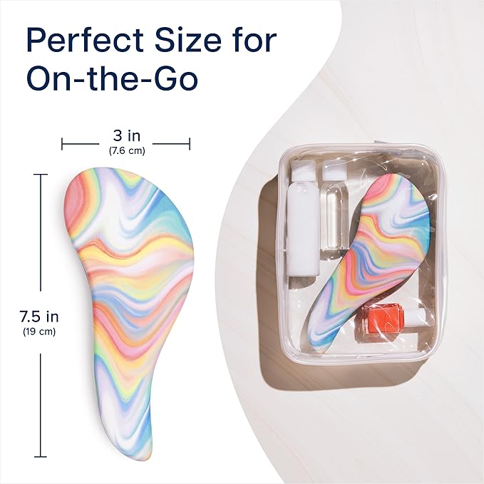 Crave Naturals Glide Thru Hair Brush - Detangler Brush for Curly, Straight, Wet or Dry Hair - Gentle Detangling Brushes for Adults, Kids, Toddlers - Hair Accessories for Women - 7.5x3" Soft Hazy Swirl