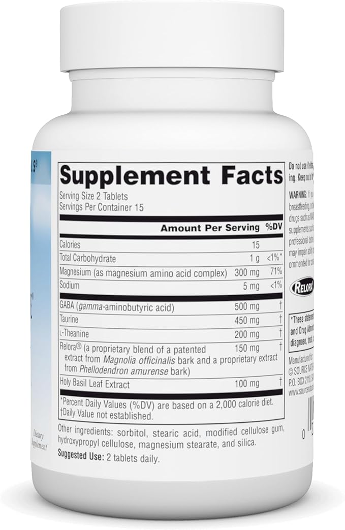 Source Naturals Serene Science Theanine Serene with Relora, Magnesium and GABA - 30 Tablets