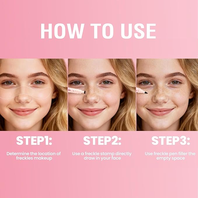 Jolilab Freckle Pen 3-in-1: Dual-Ended Stamp & Precision Tip (Eyeliner/Brow Pencil), 2 Shades Soft Brown/Dark Brown, Waterproof Long-Lasting Smudge-Proof Compact On-the-Go Makeup(DARK BROWN)