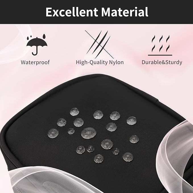 Small Makeup Pouch, Double Zipper Cosmetic Bag, Travel Makeup Bag, Cute Makeup Bag for Purse, Mini Toiletry Bag (Black)