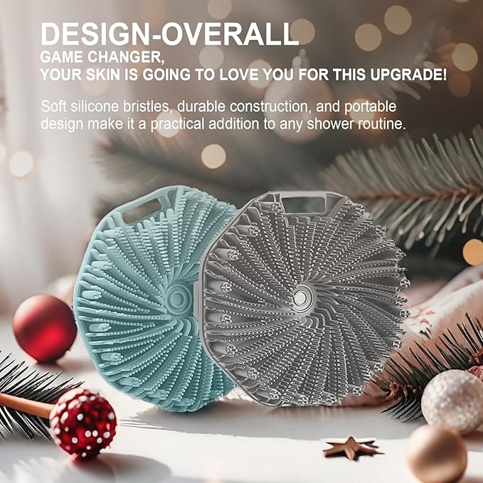 Silicone Body Scrubber Shower Brush Super-Exfoliating Body Brush & Non-Slip Strap, Loofah Alternative Bath Scrubber for Sensitive/All Skin Types, Gentle Massage & Effective Shower Exfoliation