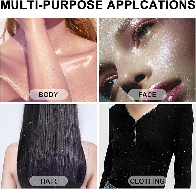 Hair and Body Glitter Spray, 1PC Purple Glitter Hairspray Dry Powder Makeup for Clothes, Festival Rave Prom Loose Sparkle Powder,Holographic Ultra Fine Resin Glitters for Crafts,10g (1PC Purple)