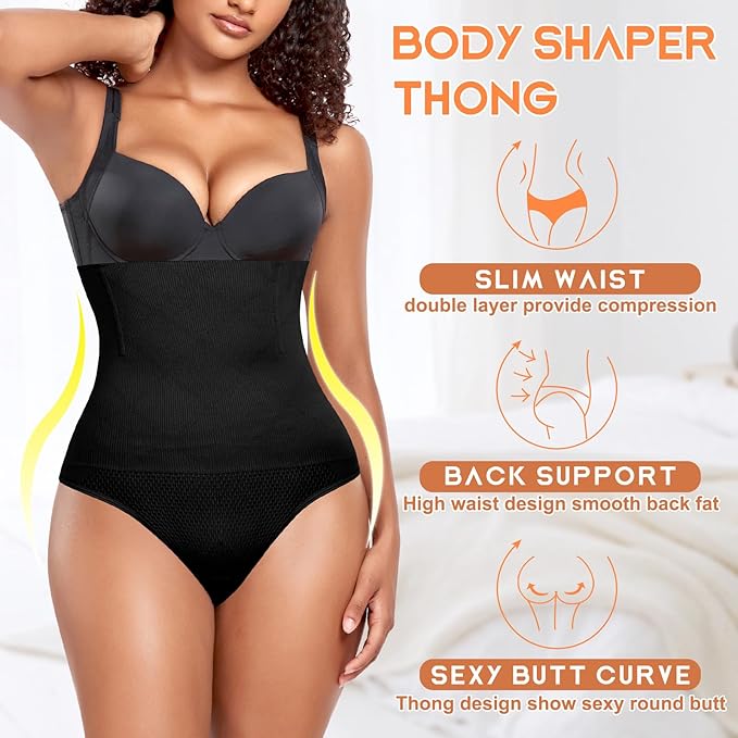 Werena Tummy Control Thong Shapewear for Women High Waist Shaping Underwear Seamless Body Shaper Panties Girdle