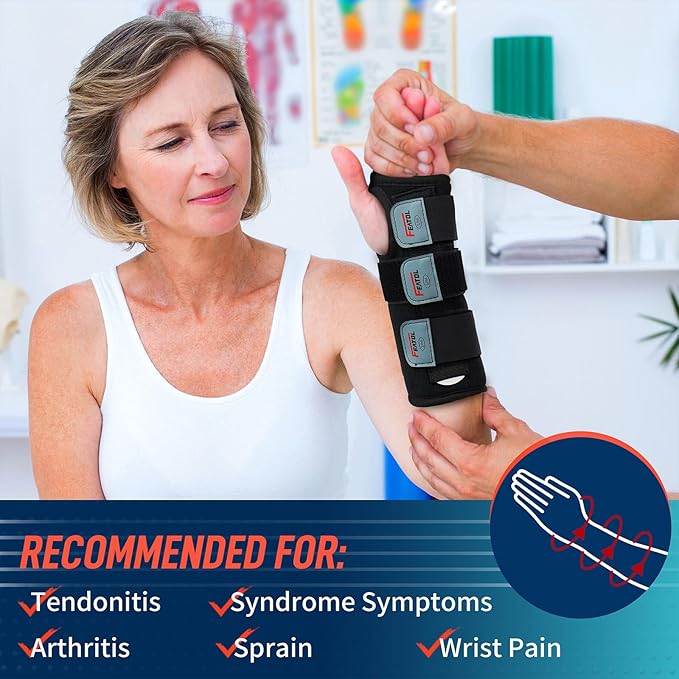 FEATOL Wrist Brace Hand Brace, Carpal Tunnel Wrist Splint Night Support for Women Men, Pain Relief Support -Tendonitis, Arthritis, Sprain, Left Hand, Small/Medium