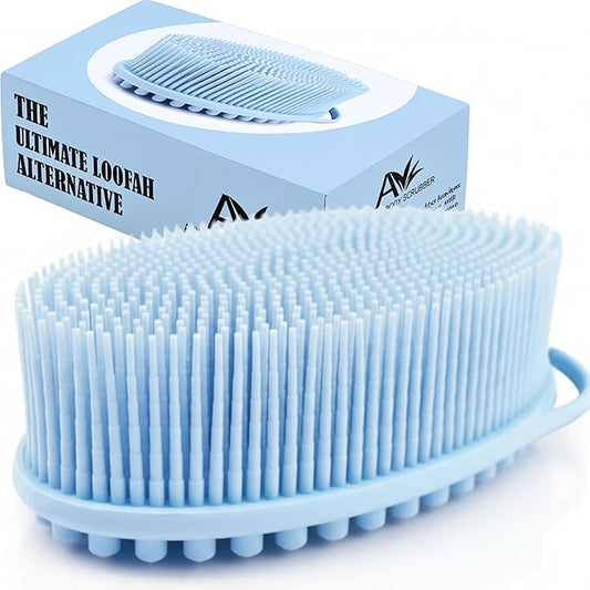 Avilana Premium Silicone Body Scrubber - 8 Years Trusted Since 2017 - SGS Certified Food Grade Dual Sided Bath Brush, Quick-Dry Exfoliating Loofah Alternative, Massage Brush Sensitive Skin Women Men