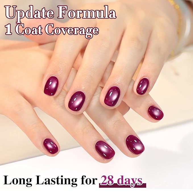 Double Rhythm 15ML Jelly Glass Cat Eye Gel Polish with Magnet Holographic Glitter Shimmer Translucent Sheer Color Salon Soak Off Magnetic Nail at Home (Glass Purple-MC1233)